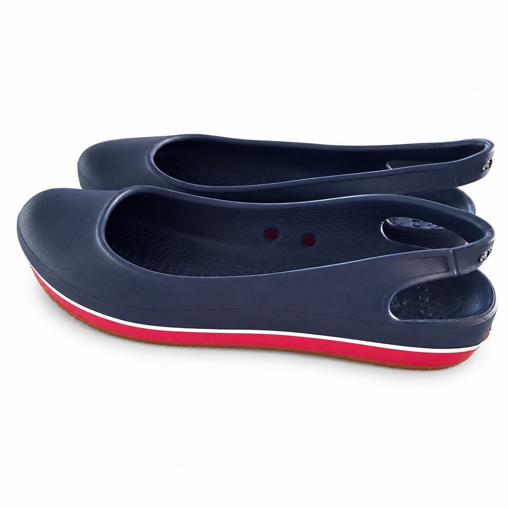Crocs Crocband II.5 Flat Navy Pink Slingback Comfort Shoes Womens 6